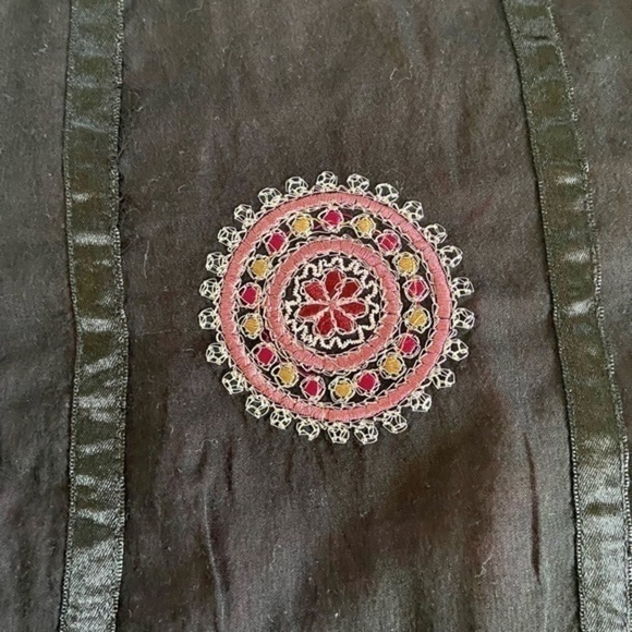 Vintage Handcrafted Black Embroidered Boho Hippie Festival Mini Skirt Apron 6 - Picture 9 of 10